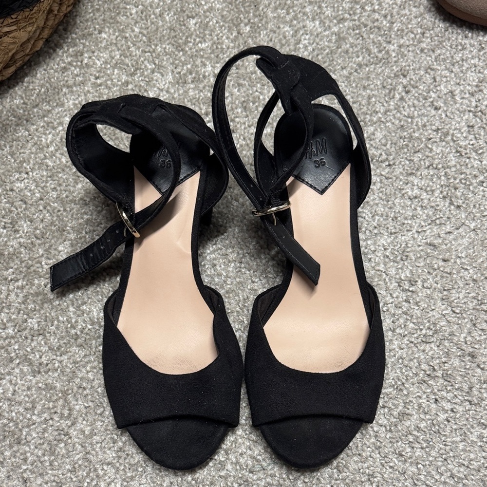 H&M Elegant Black Heels with Ankle Strap